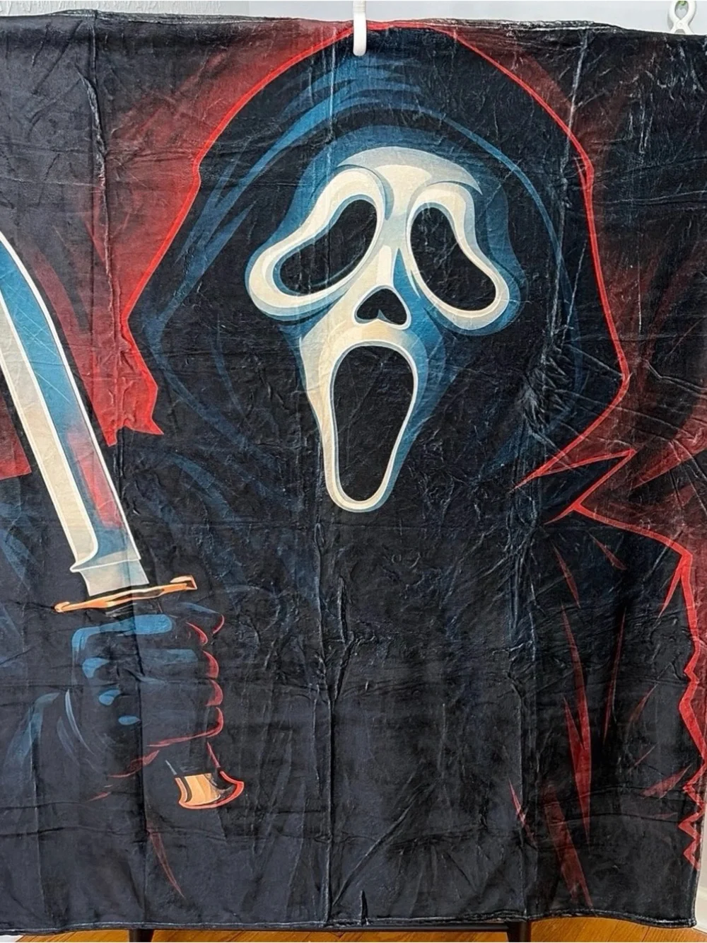 Scream Mask Graphic Throw Blanket - Black and Red